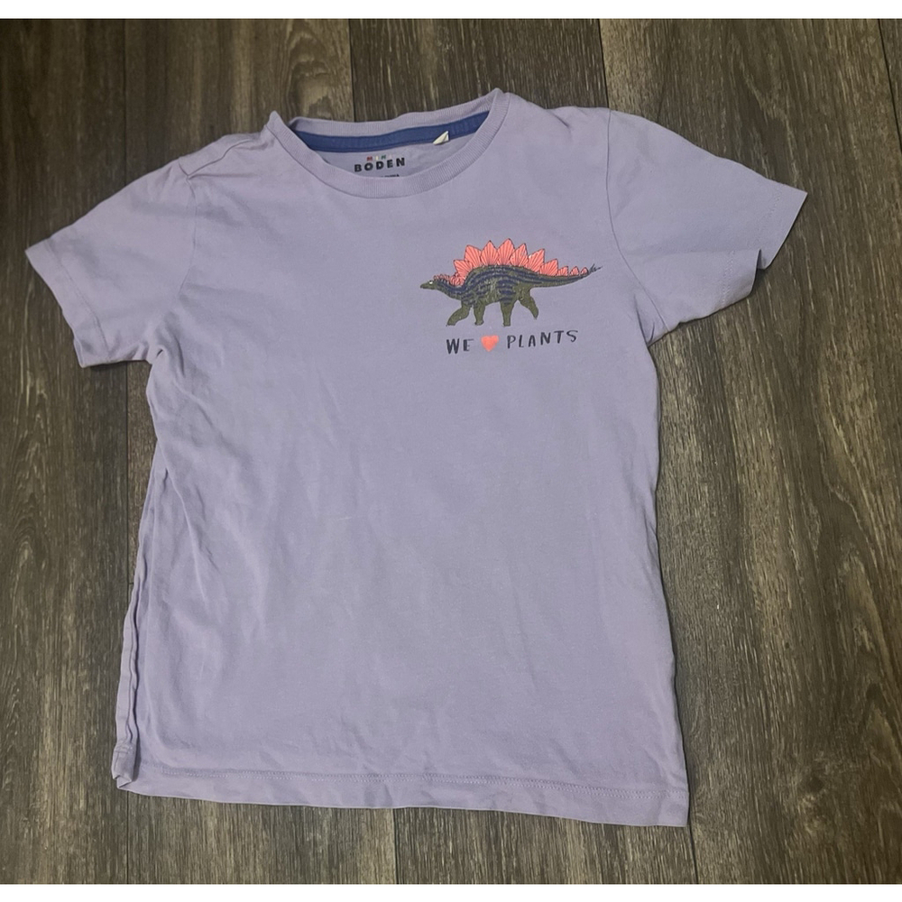 Mini Boden Dinosaur Herbivores Graphic T Shirt Purple Girl’s Size 6-7Y Plants
